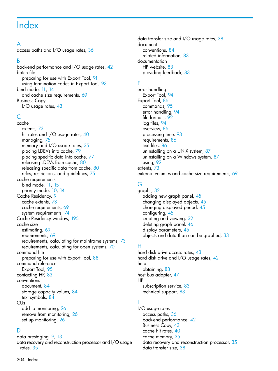 Index | HP XP RAID Manager Software User Manual | Page 204 / 205