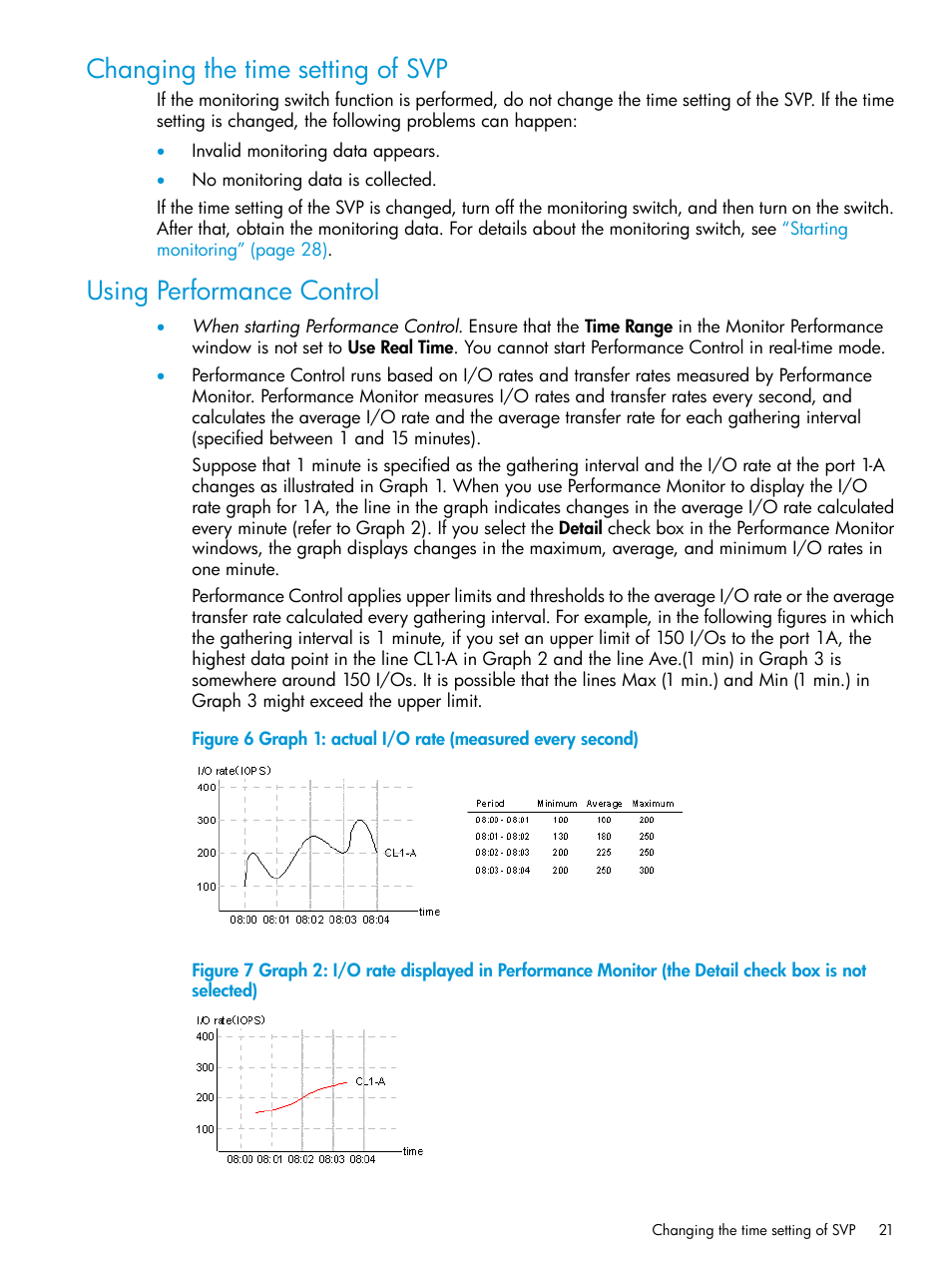 Changing the time setting of svp, Using performance control | HP XP RAID Manager Software User Manual | Page 21 / 205