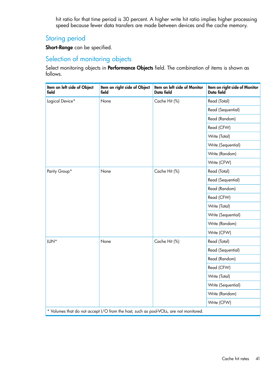 Storing period, Selection of monitoring objects | HP XP RAID Manager Software User Manual | Page 41 / 205