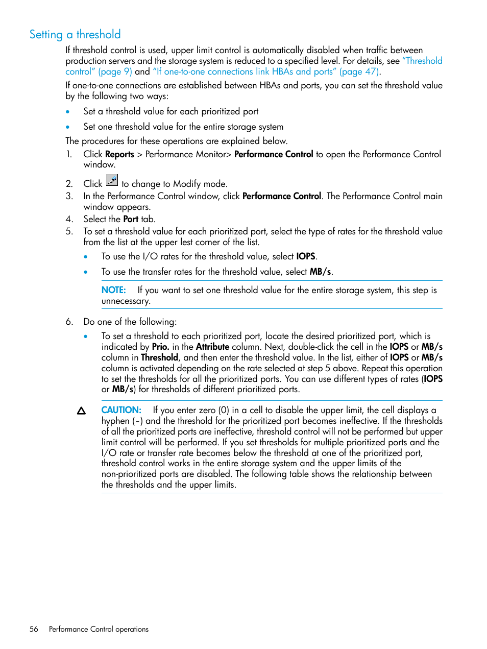 Setting a threshold | HP XP RAID Manager Software User Manual | Page 56 / 205