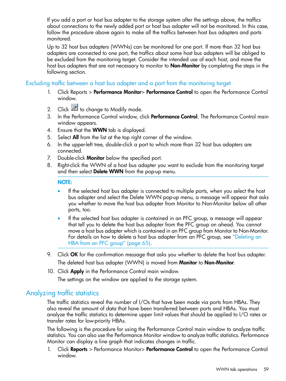 Analyzing traffic statistics | HP XP RAID Manager Software User Manual | Page 59 / 205