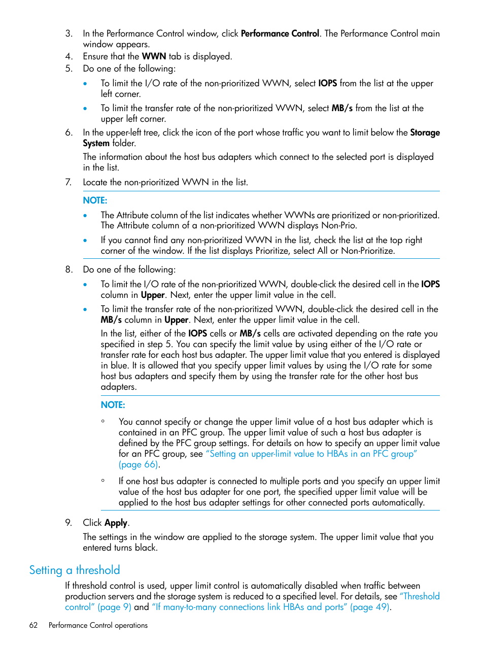 Setting a threshold | HP XP RAID Manager Software User Manual | Page 62 / 205