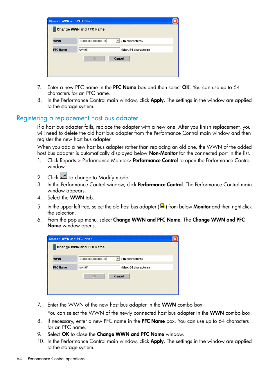 Registering a replacement host bus adapter | HP XP RAID Manager Software User Manual | Page 64 / 205