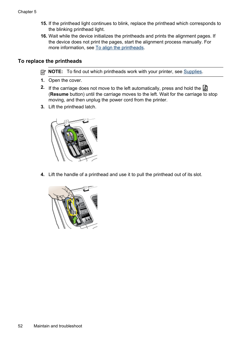 To replace the printheads | HP Officejet Pro K8600 Printer User Manual | Page 56 / 108