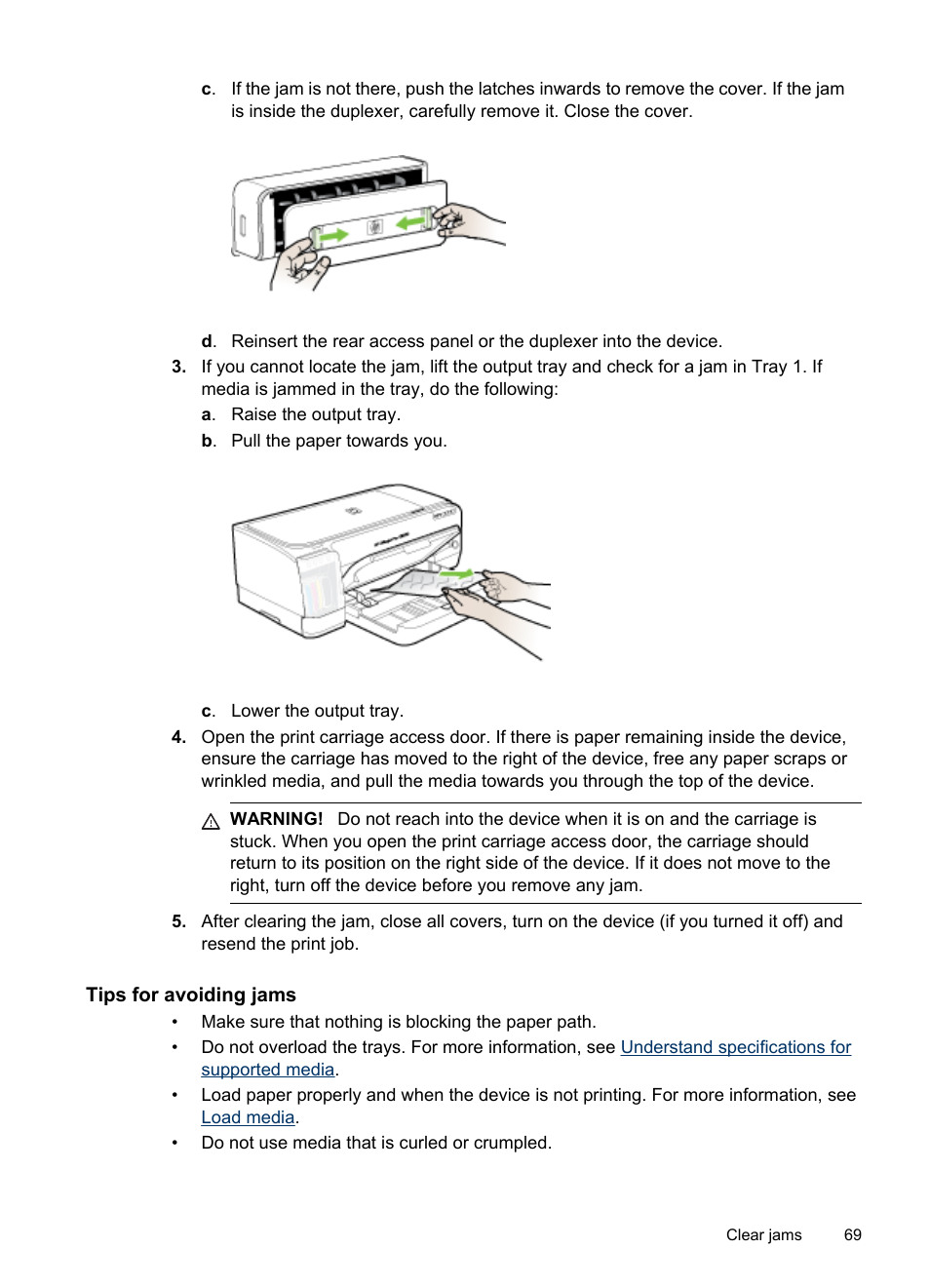 Tips for avoiding jams | HP Officejet Pro K8600 Printer User Manual | Page 73 / 108