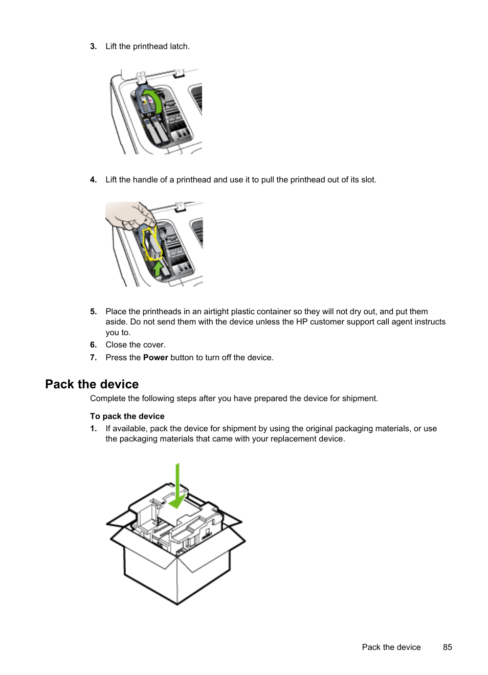 Pack the device, For exchange, see | HP Officejet Pro K8600 Printer User Manual | Page 89 / 108