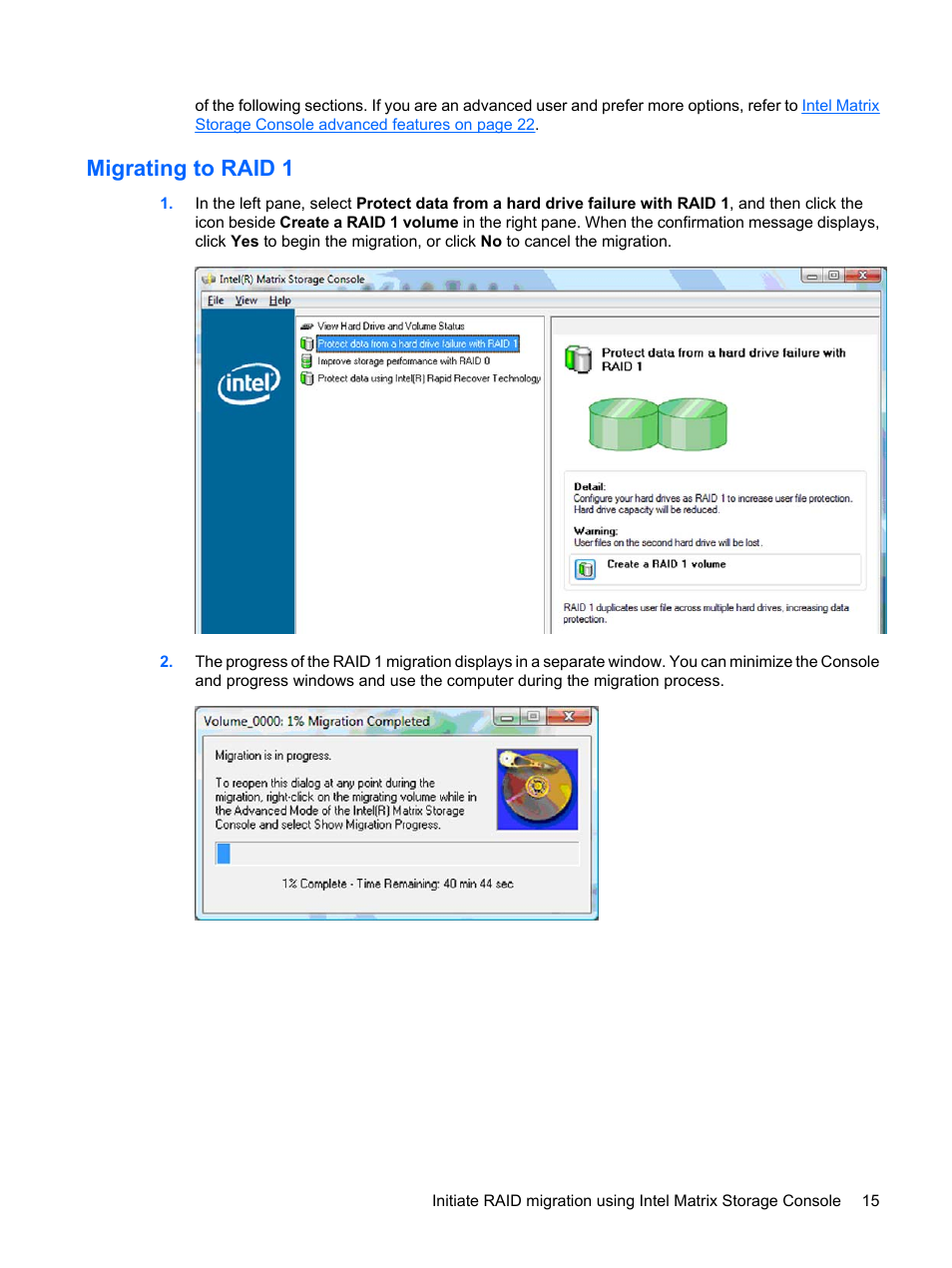 Migrating to raid 1 | HP Compaq 515 Notebook-PC User Manual | Page 19 / 35