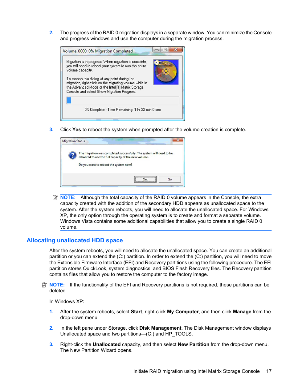 Allocating unallocated hdd space | HP Compaq 515 Notebook-PC User Manual | Page 21 / 35
