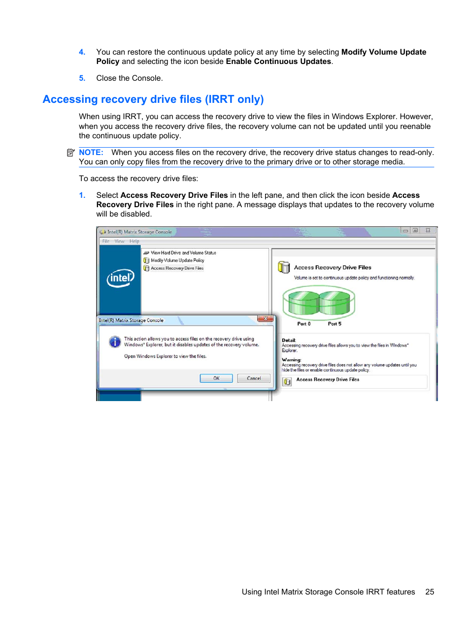 Accessing recovery drive files (irrt only) | HP Compaq 515 Notebook-PC User Manual | Page 29 / 35