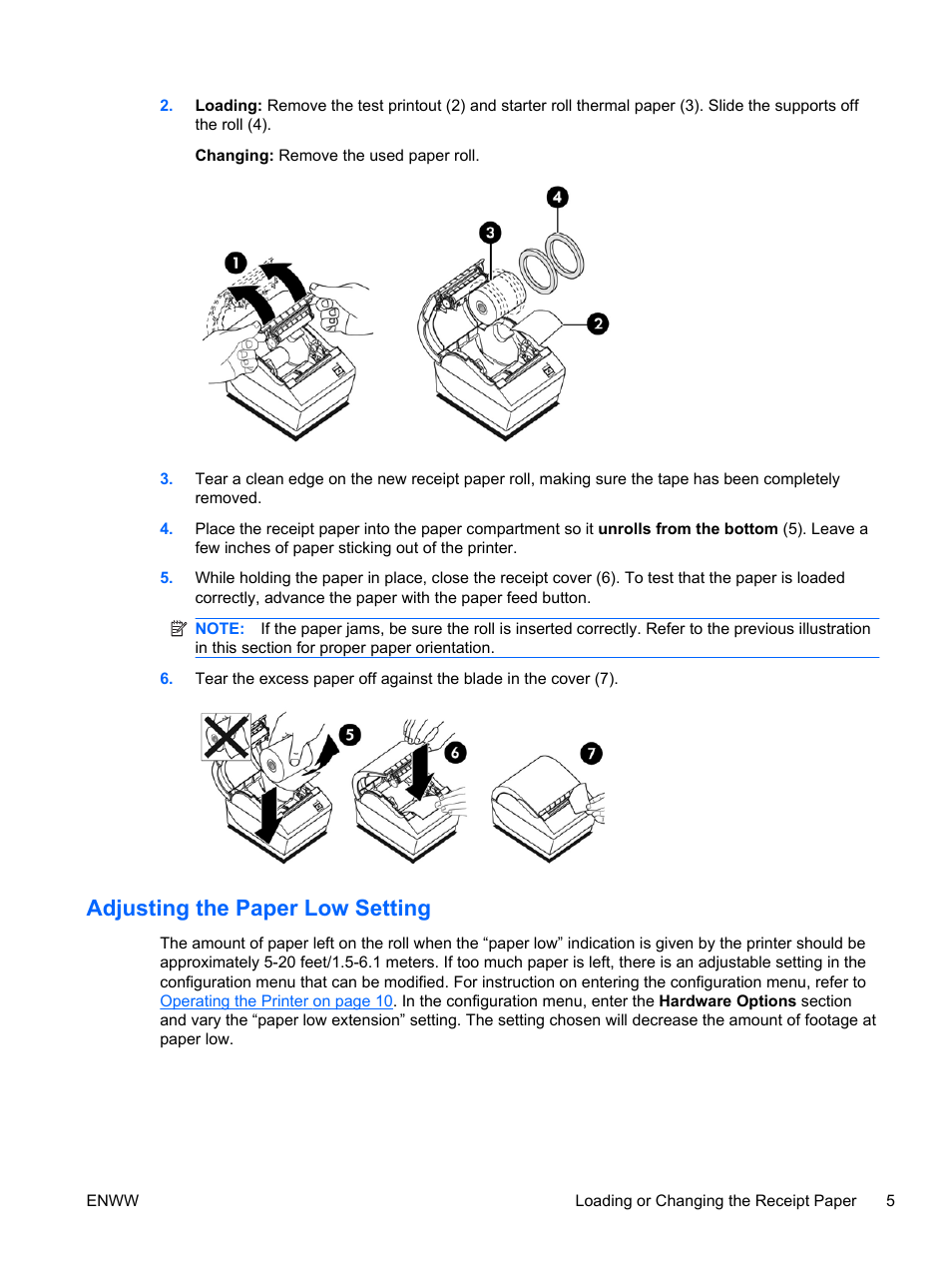 Adjusting the paper low setting | HP rp5700 Point of Sale System User Manual | Page 11 / 39