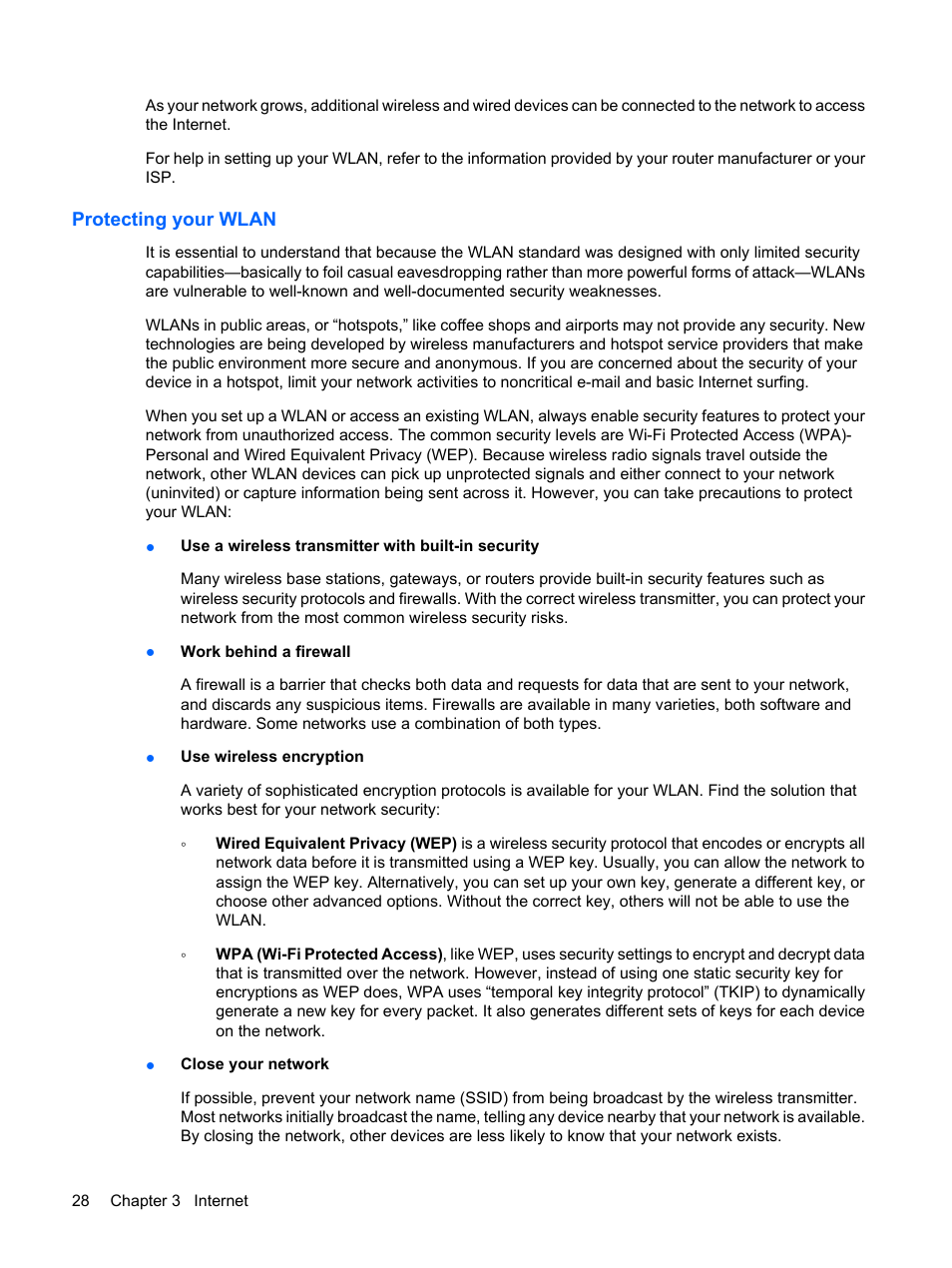 Protecting your wlan | HP Mini 1132TU PC User Manual | Page 38 / 86