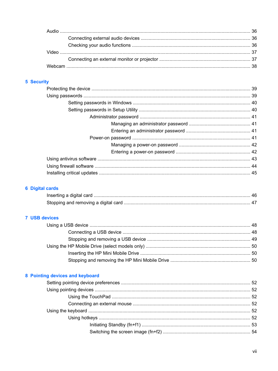 HP Mini 1132TU PC User Manual | Page 7 / 86