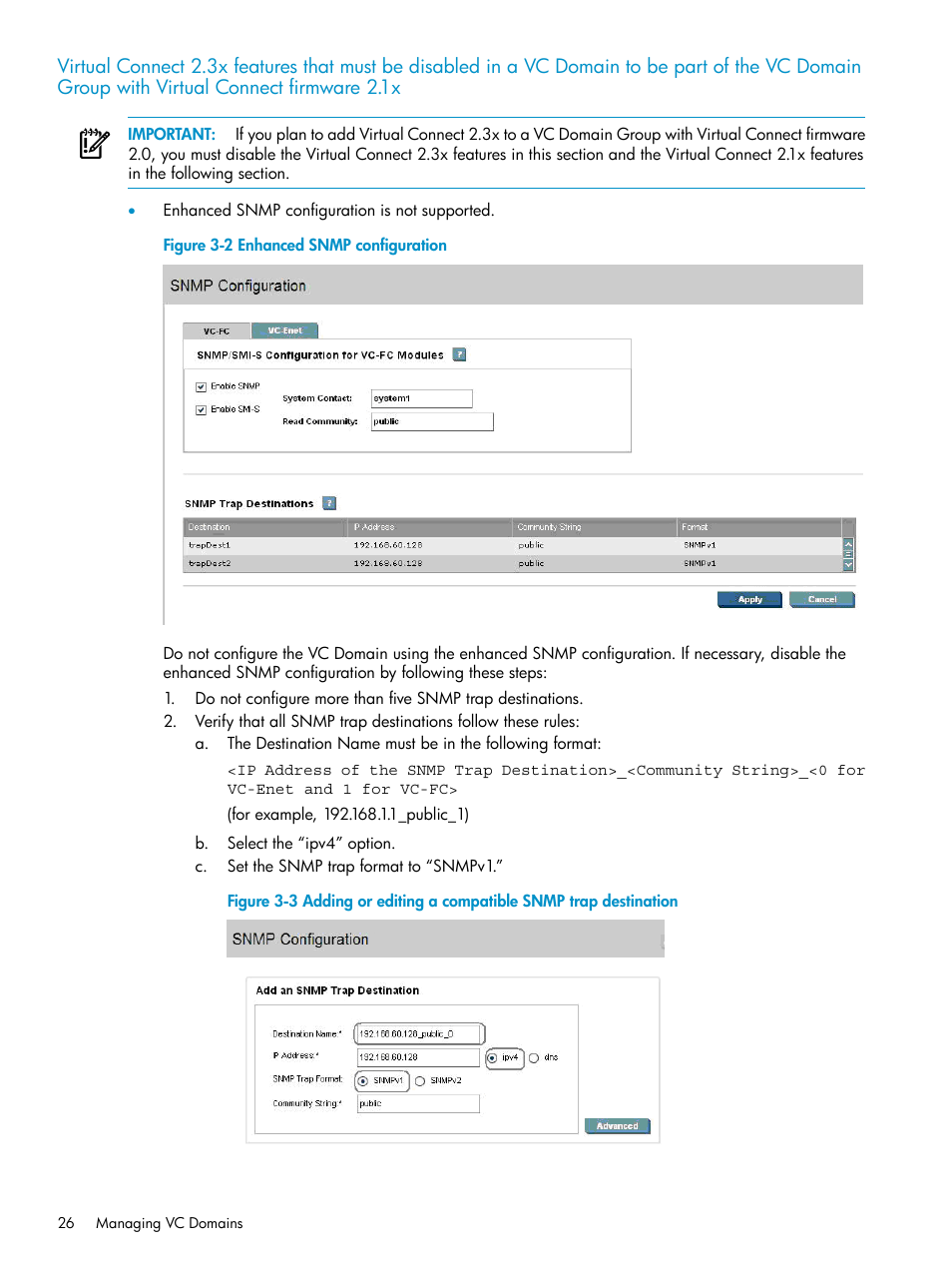 Enhanced snmp configuration | HP Virtual Connect Enterprise Manager Software User Manual | Page 26 / 111