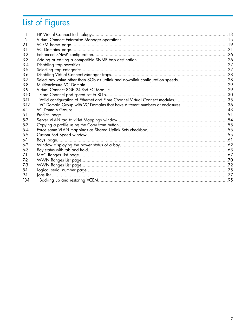 List of figures | HP Virtual Connect Enterprise Manager Software User Manual | Page 7 / 111