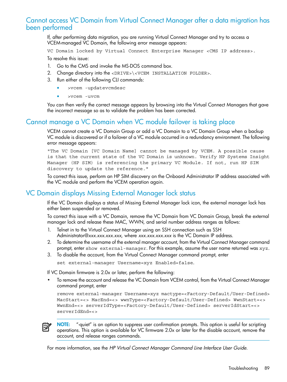 HP Virtual Connect Enterprise Manager Software User Manual | Page 89 / 111