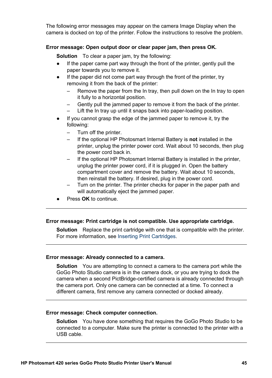 HP Photosmart 422 Portable Photo Studio User Manual | Page 50 / 61