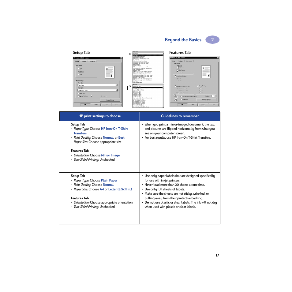 Beyond the basics | HP Deskjet 950c Printer User Manual | Page 23 / 74