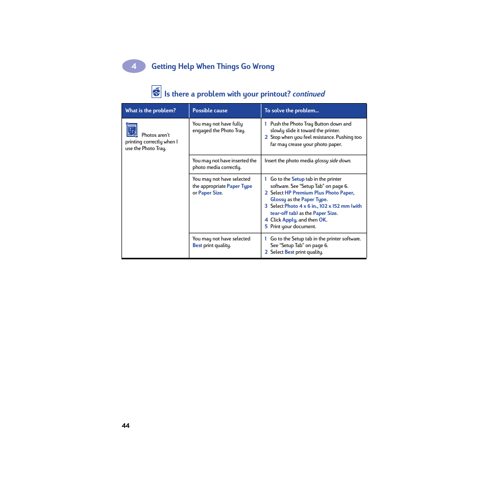 Getting help when things go wrong, Is there a problem with your printout? continued | HP Deskjet 950c Printer User Manual | Page 50 / 74