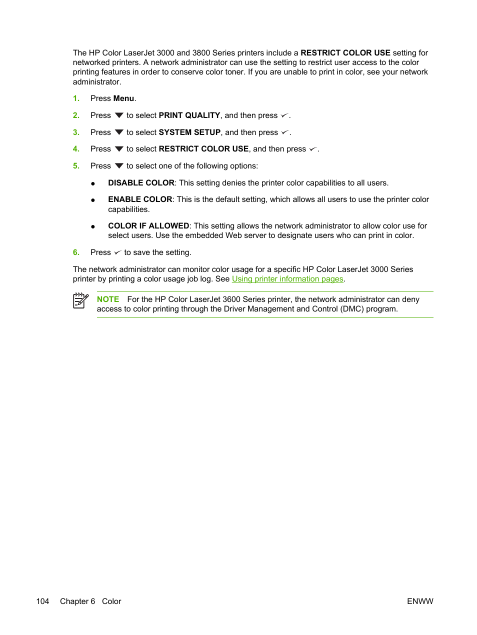 HP Color LaserJet 3800 Printer series User Manual | Page 118 / 226