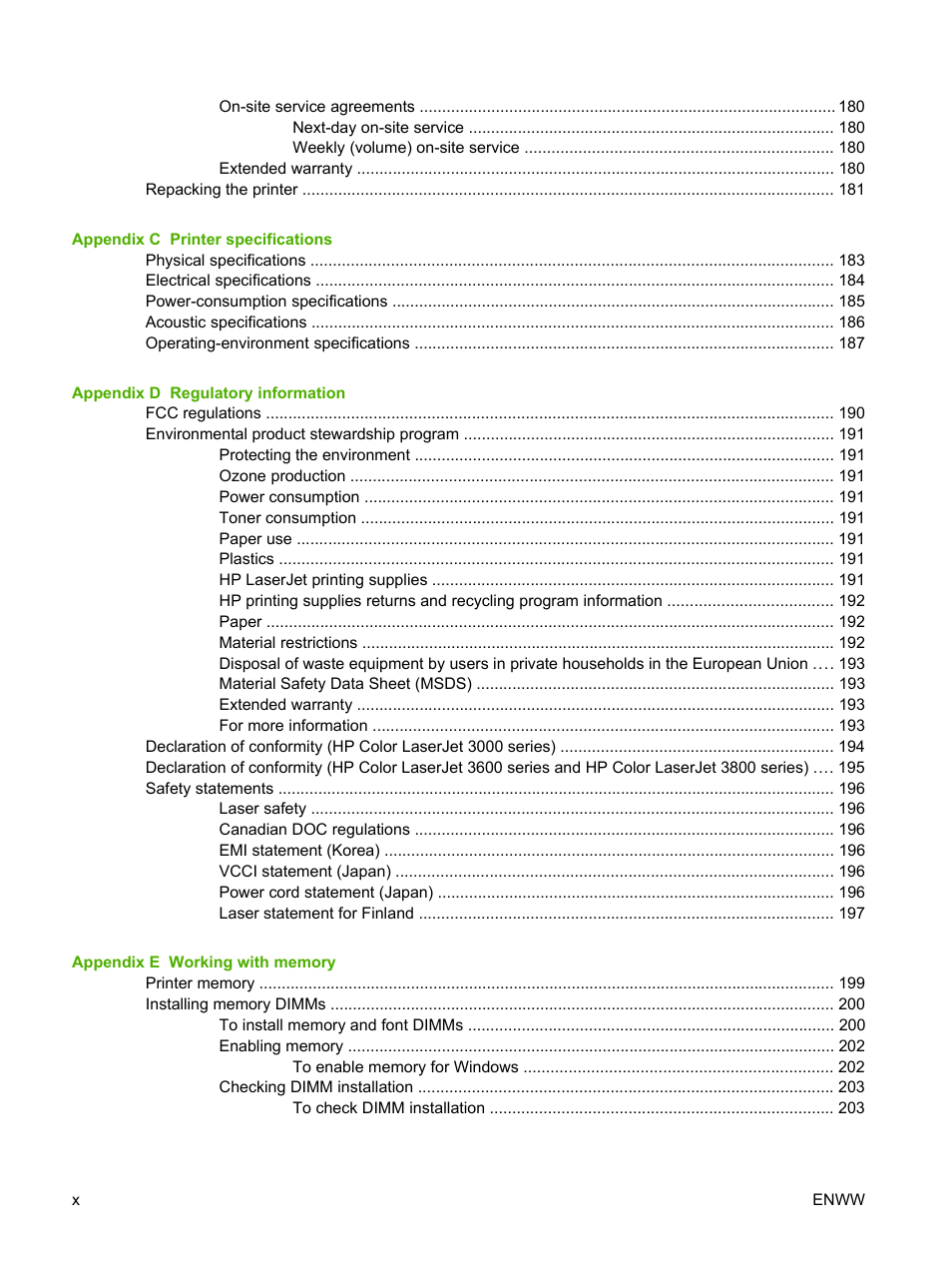 HP Color LaserJet 3800 Printer series User Manual | Page 12 / 226