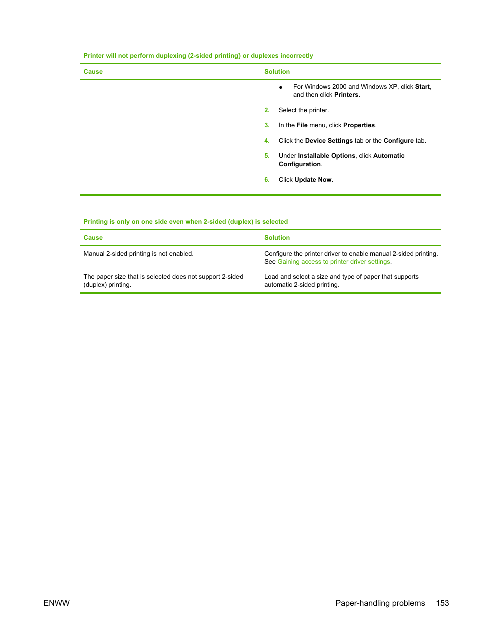 Enww paper-handling problems 153 | HP Color LaserJet 3800 Printer series User Manual | Page 167 / 226