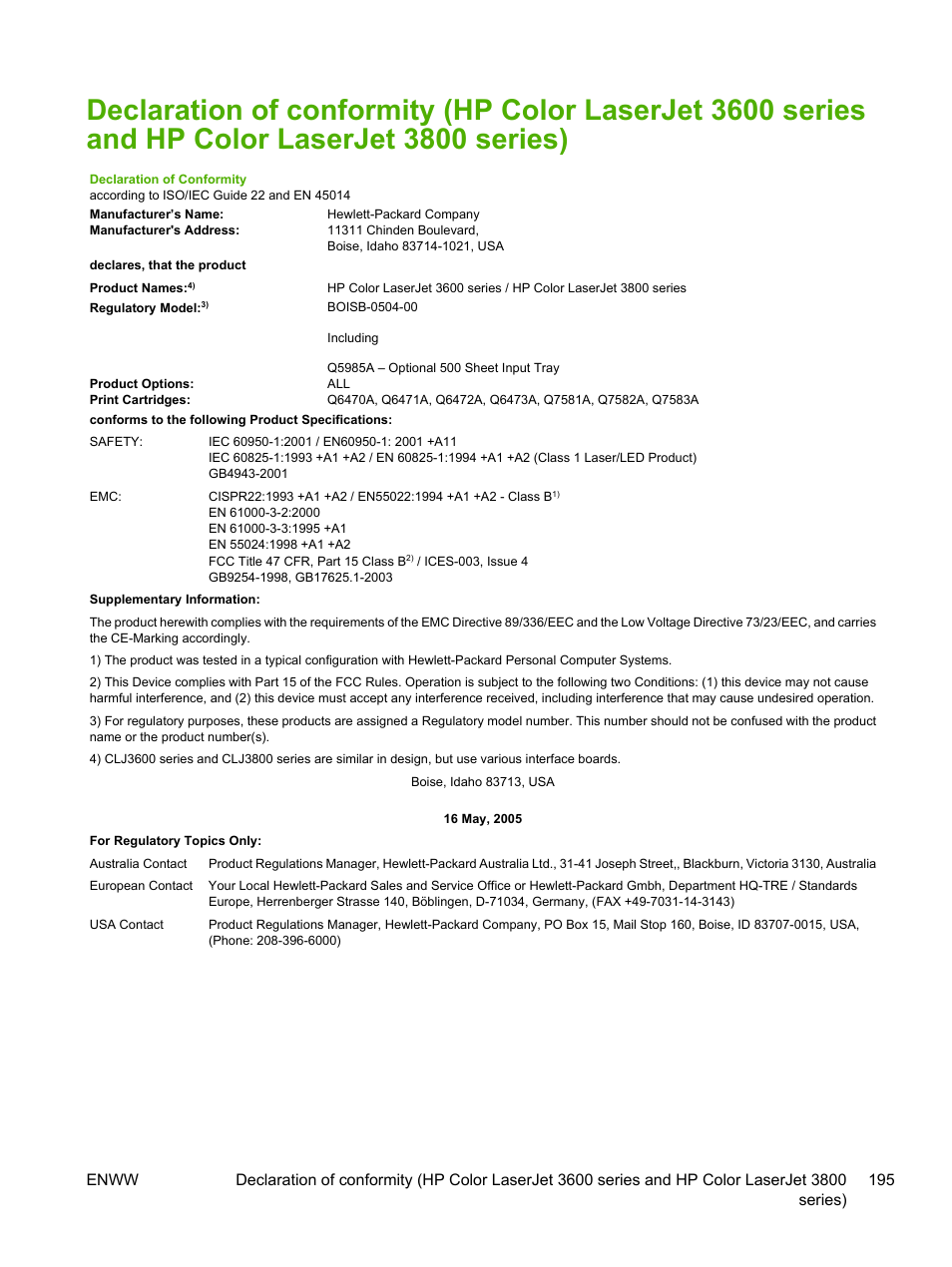 HP Color LaserJet 3800 Printer series User Manual | Page 209 / 226