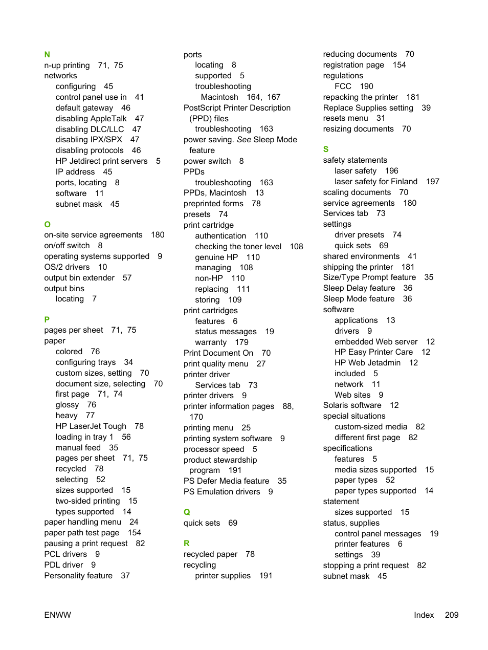 HP Color LaserJet 3800 Printer series User Manual | Page 223 / 226