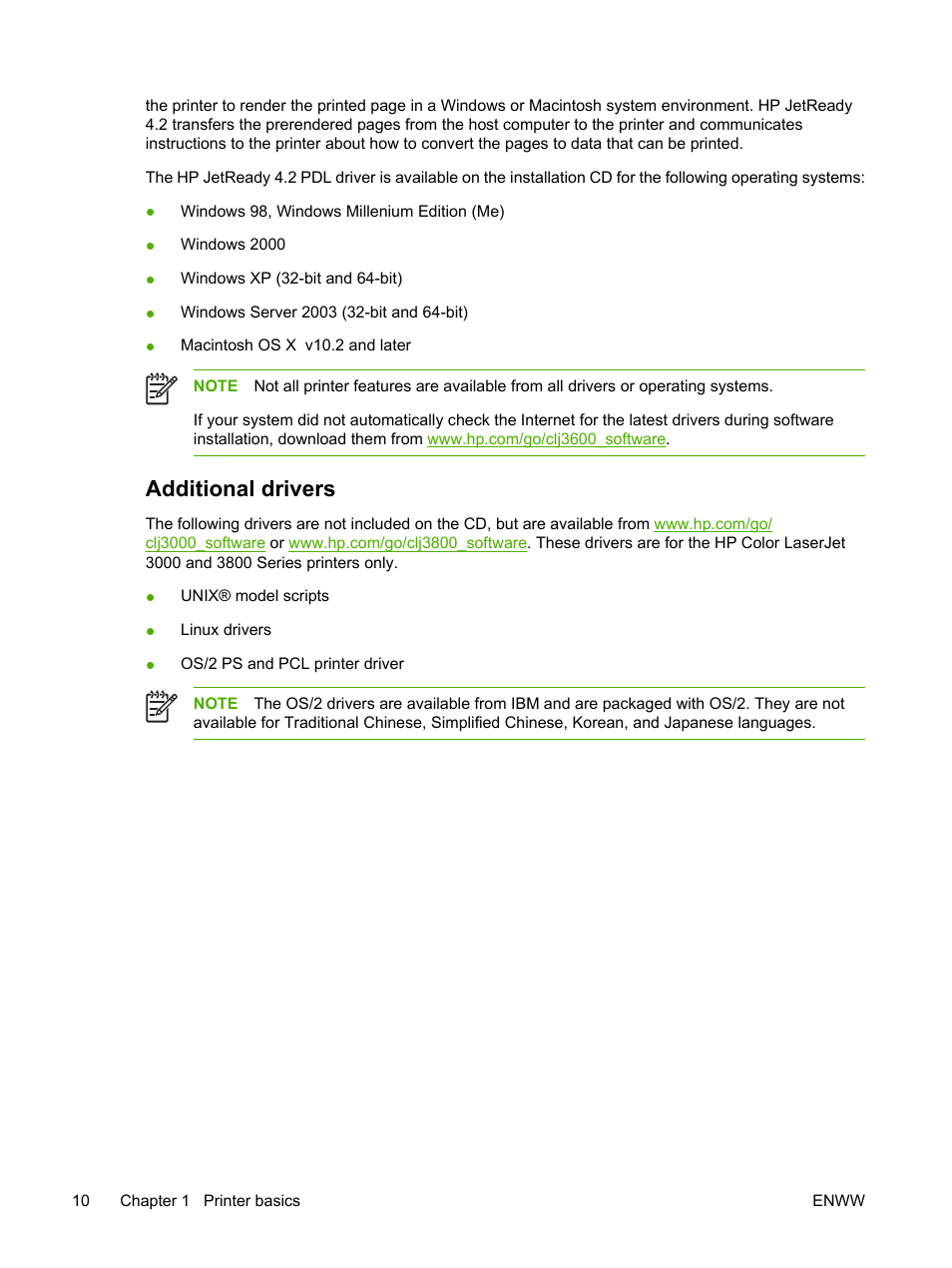 Additional drivers | HP Color LaserJet 3800 Printer series User Manual | Page 24 / 226