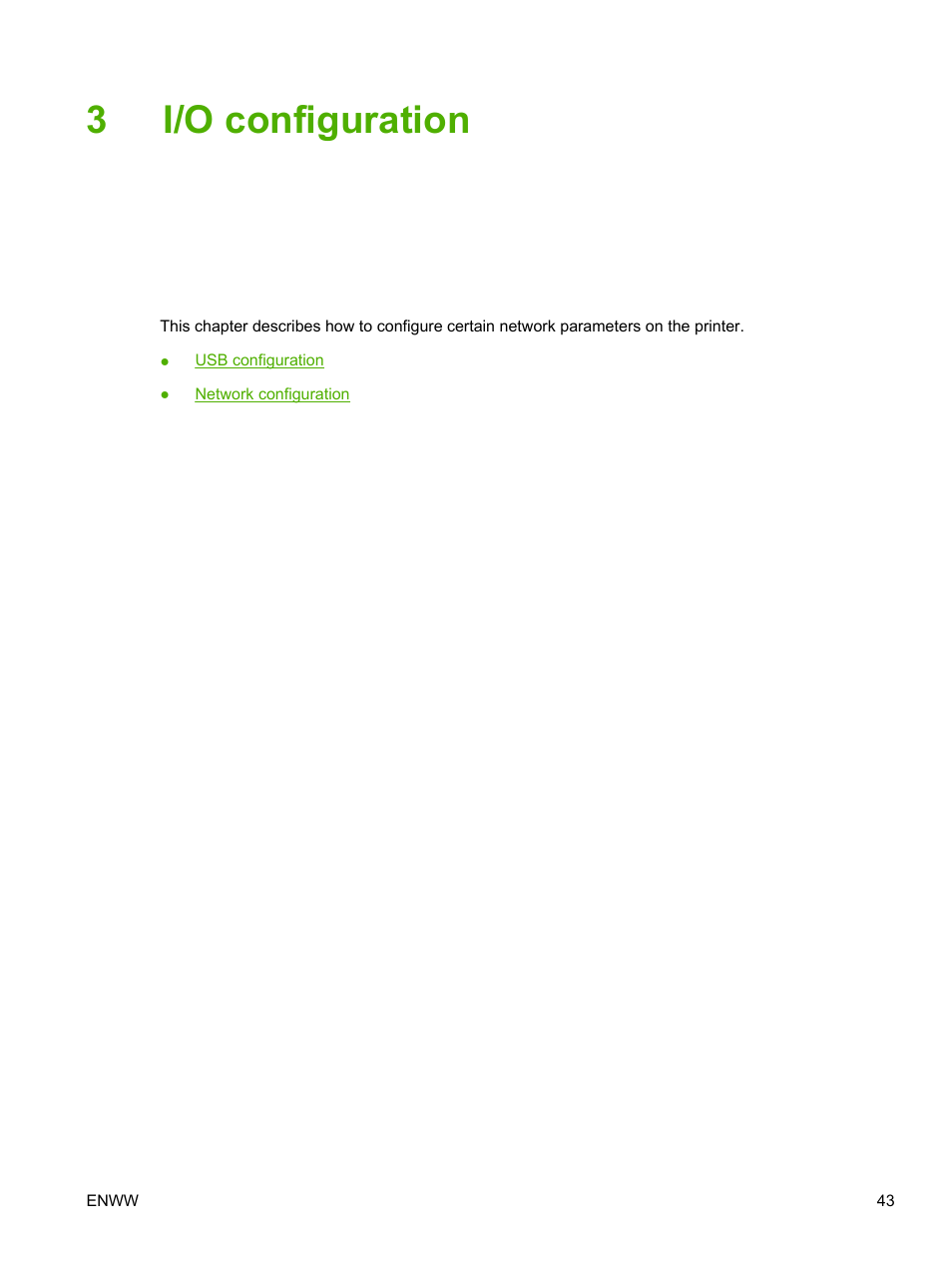 I/o configuration, 3 i/o configuration, 3i/o configuration | HP Color LaserJet 3800 Printer series User Manual | Page 57 / 226