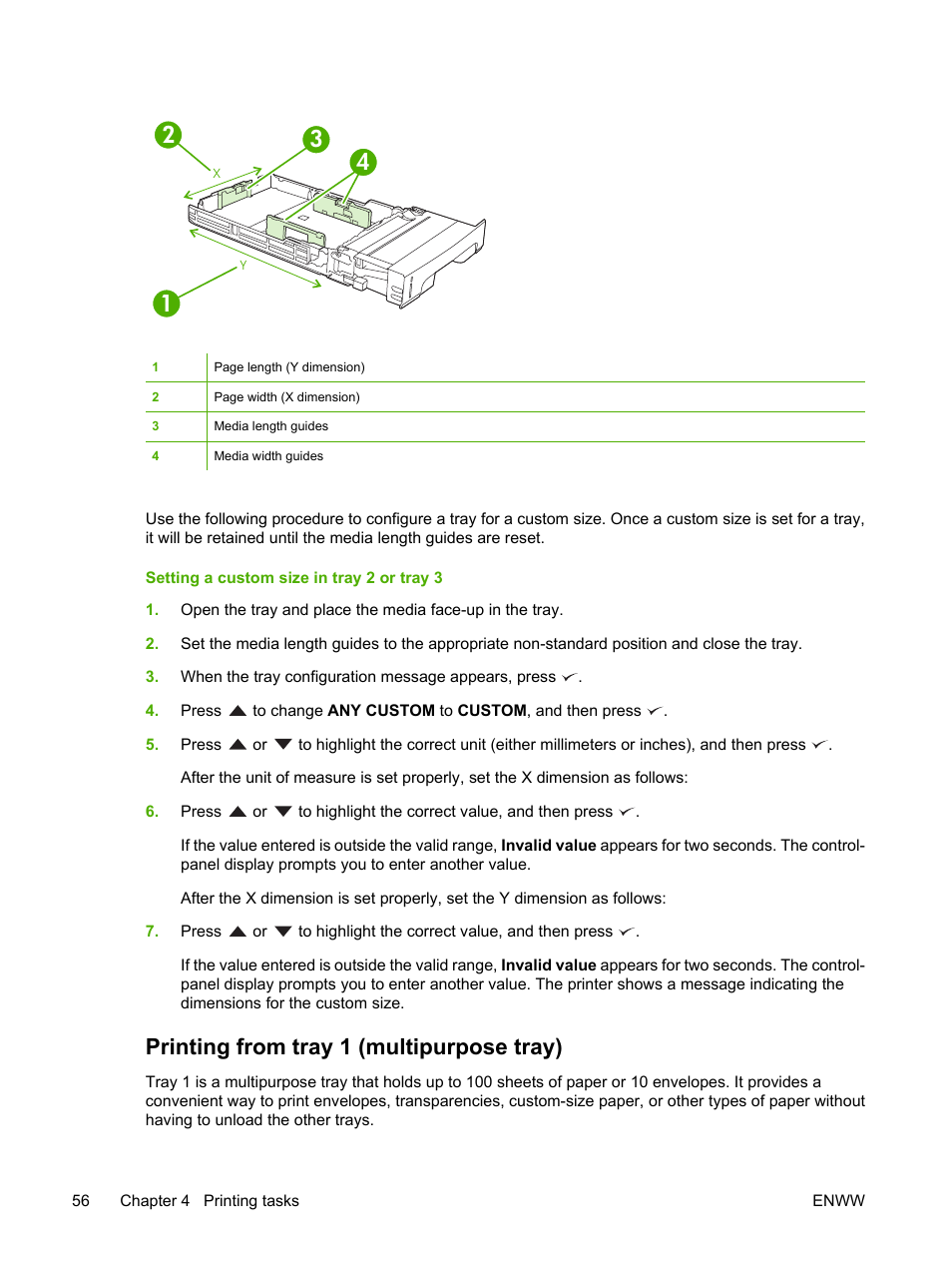 Printing from tray 1 (multipurpose tray) | HP Color LaserJet 3800 Printer series User Manual | Page 70 / 226