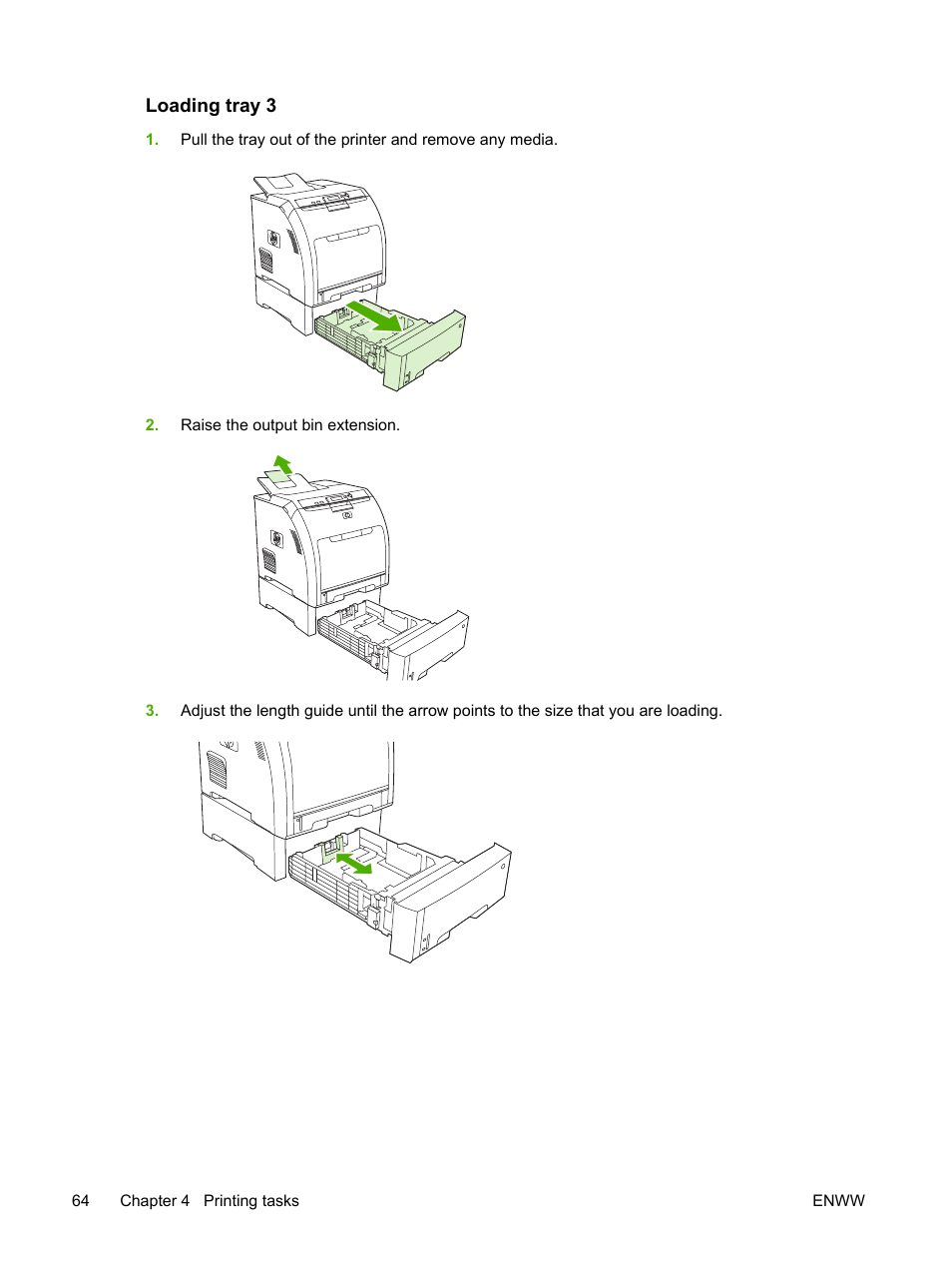 Loading tray 3 | HP Color LaserJet 3800 Printer series User Manual | Page 78 / 226