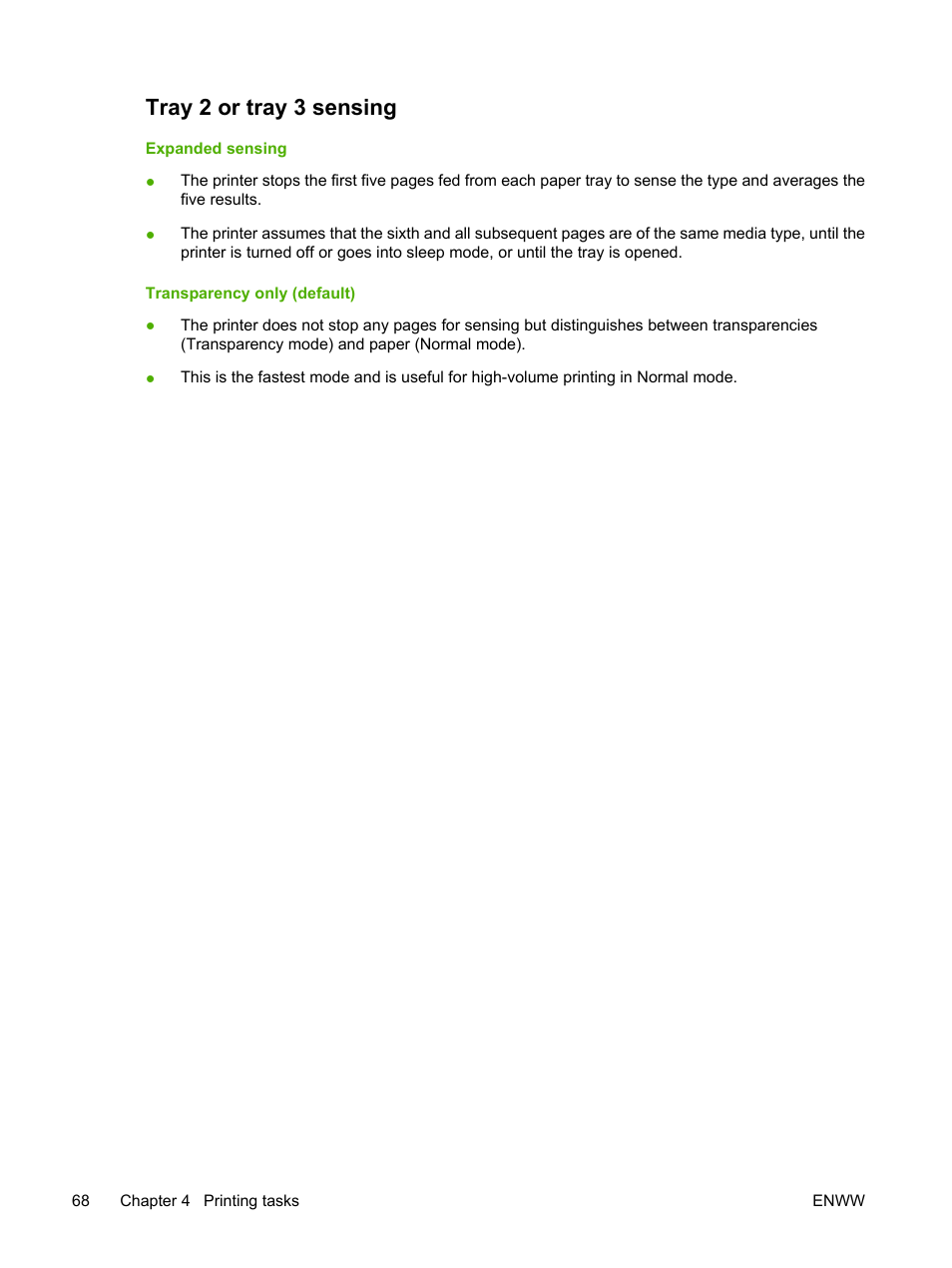 Tray 2 or tray 3 sensing | HP Color LaserJet 3800 Printer series User Manual | Page 82 / 226