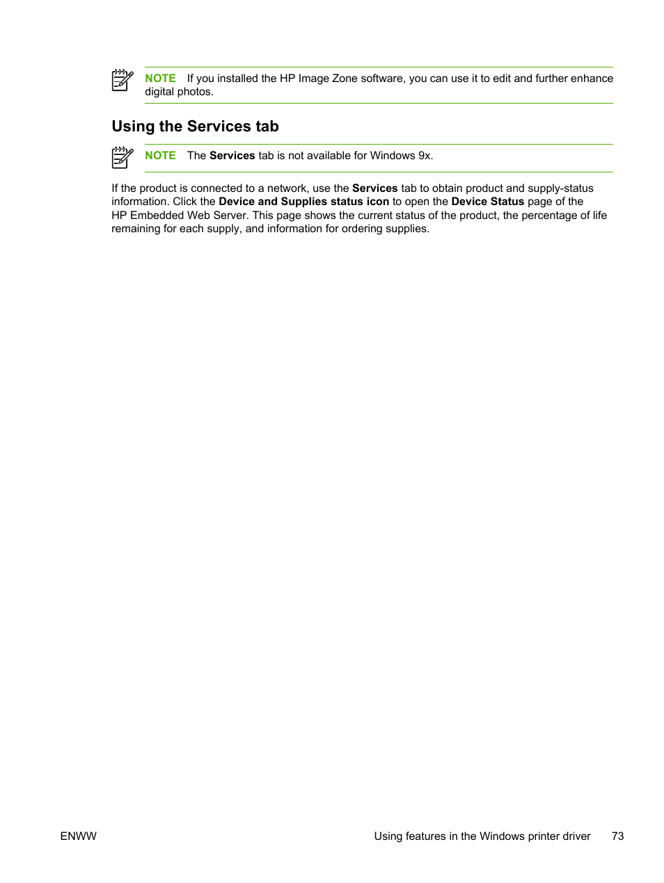 Using the services tab | HP Color LaserJet 3800 Printer series User Manual | Page 87 / 226