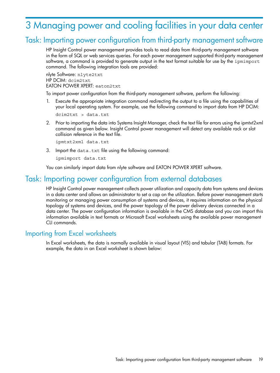 Importing from excel worksheets | HP Insight Control Software for Linux User Manual | Page 19 / 43