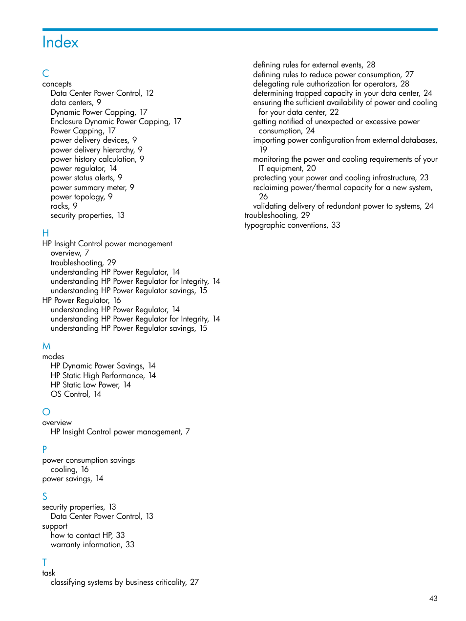 Index | HP Insight Control Software for Linux User Manual | Page 43 / 43