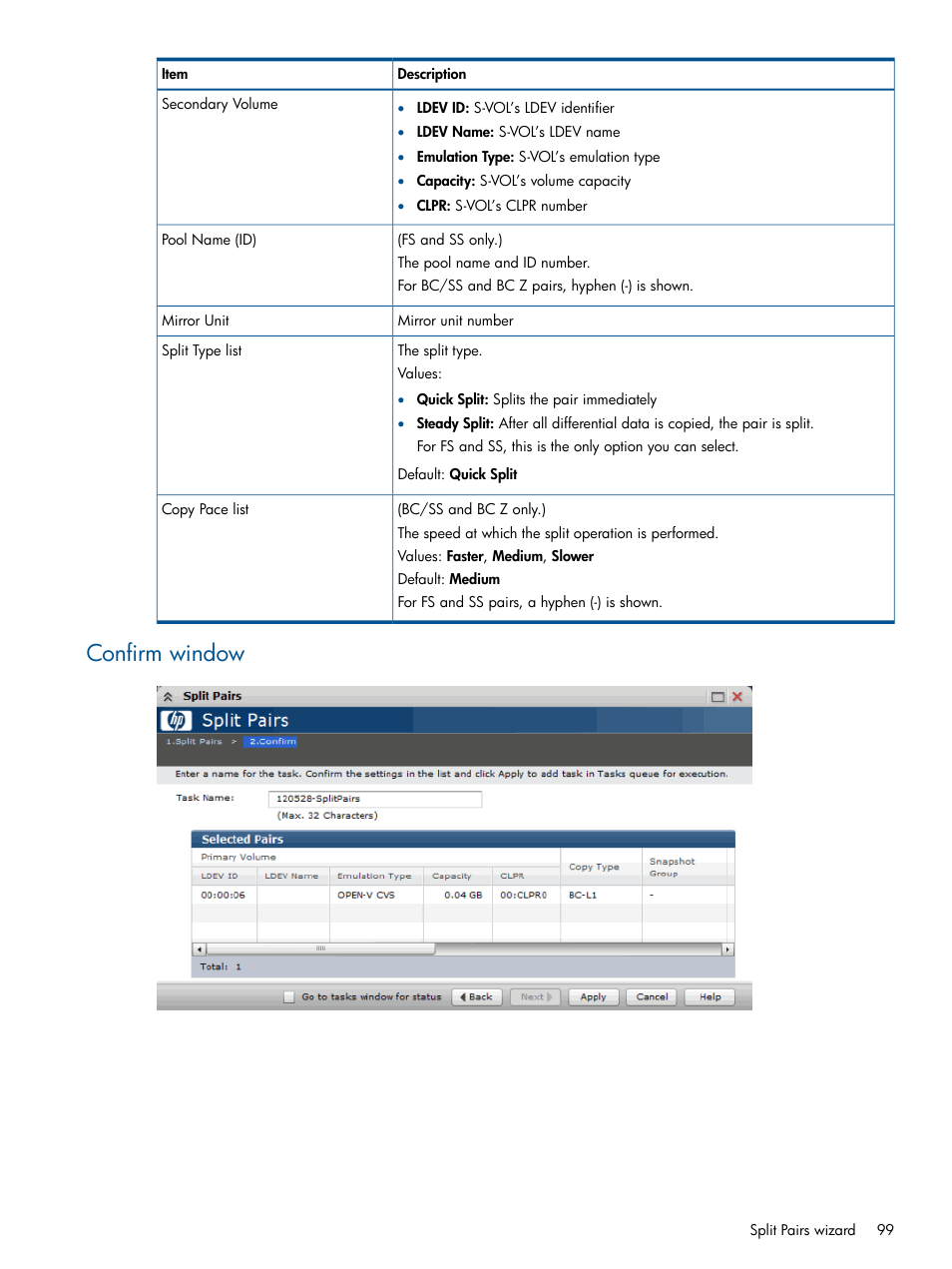 Confirm window | HP XP P9500 Storage User Manual | Page 99 / 143