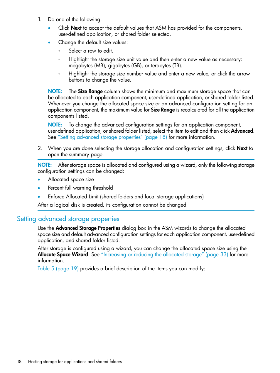 Setting advanced storage properties | HP X1800sb G2 Network Storage Blade User Manual | Page 18 / 55