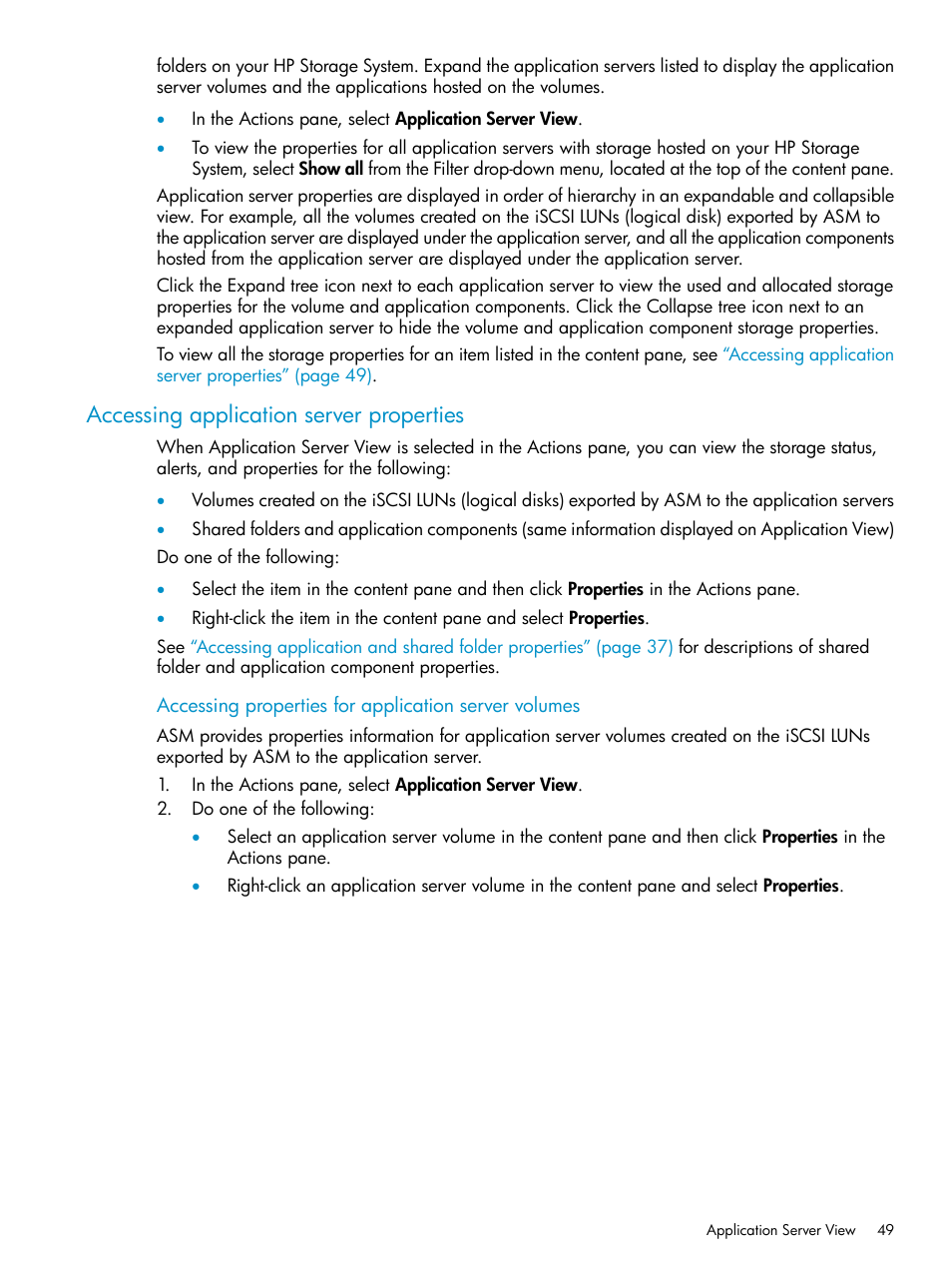 Accessing application server properties | HP X1800sb G2 Network Storage Blade User Manual | Page 49 / 55