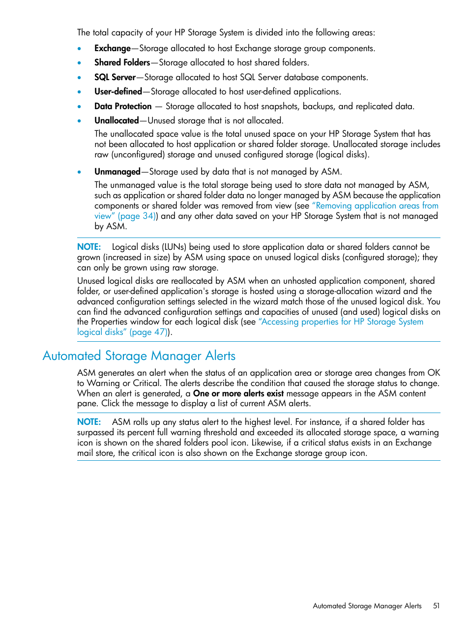 Automated storage manager alerts | HP X1800sb G2 Network Storage Blade User Manual | Page 51 / 55