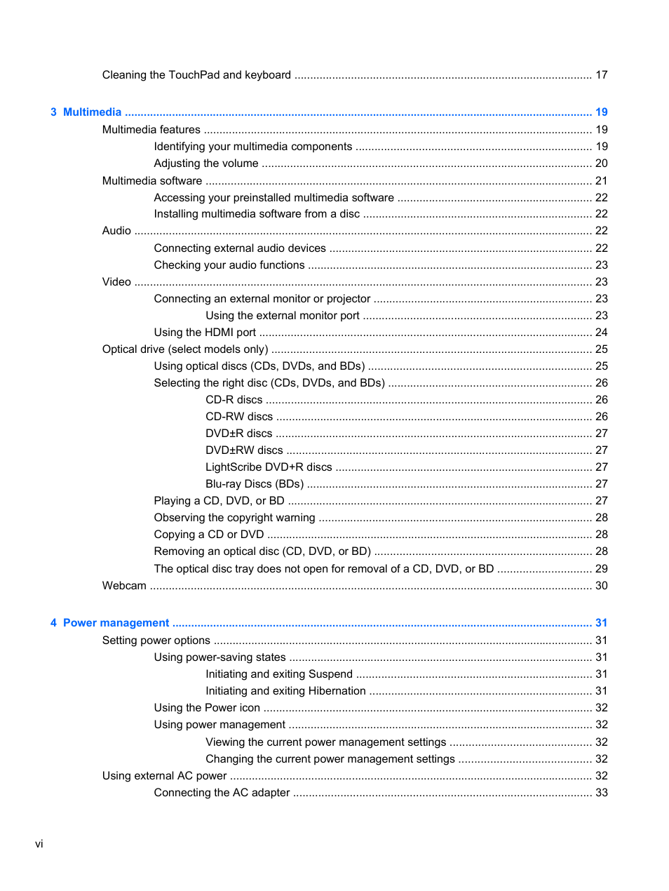 HP ProBook 4720s Notebook-PC User Manual | Page 6 / 102