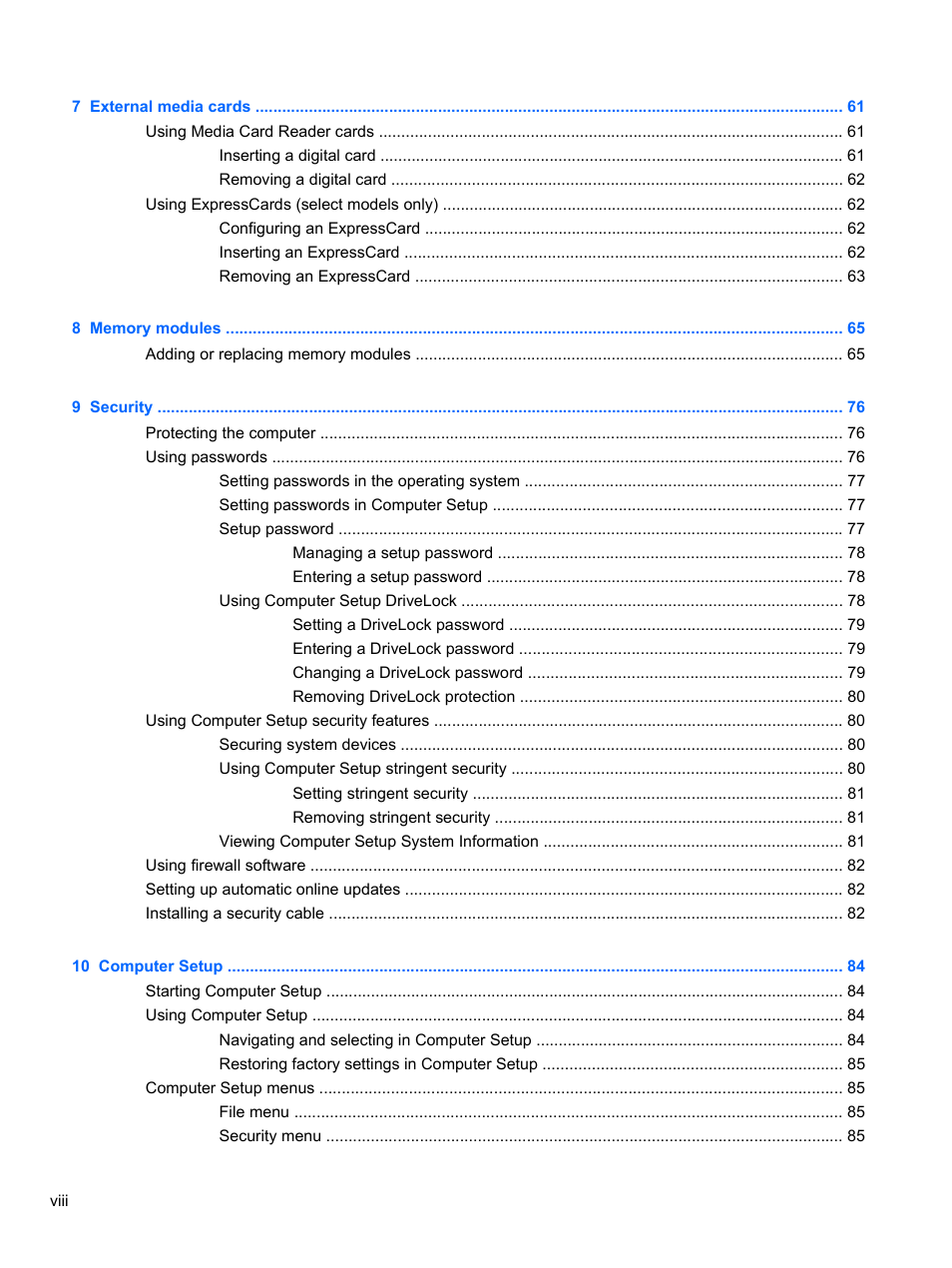 HP ProBook 4720s Notebook-PC User Manual | Page 8 / 102