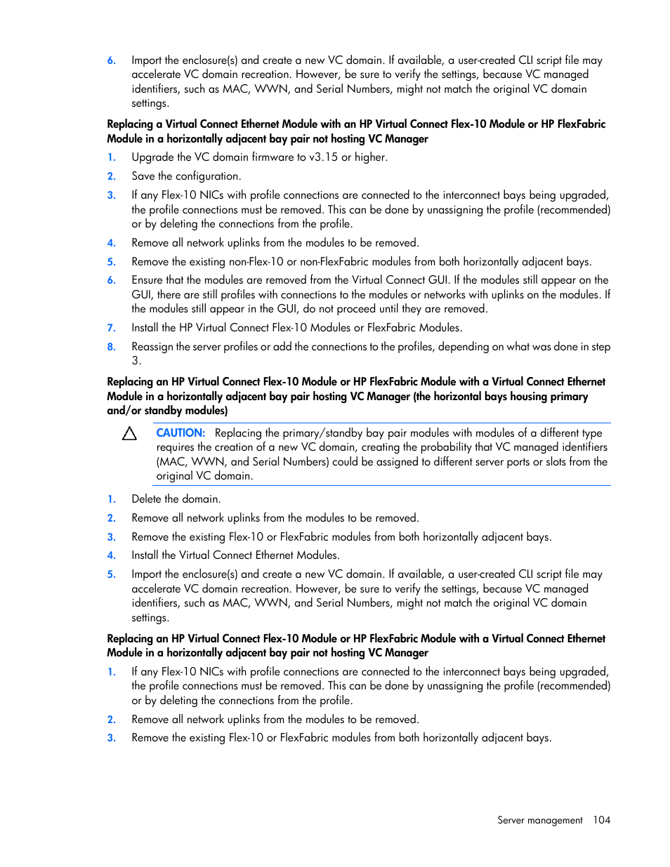 HP 1.10GB Virtual Connect Ethernet Module for c-Class BladeSystem User Manual | Page 104 / 195