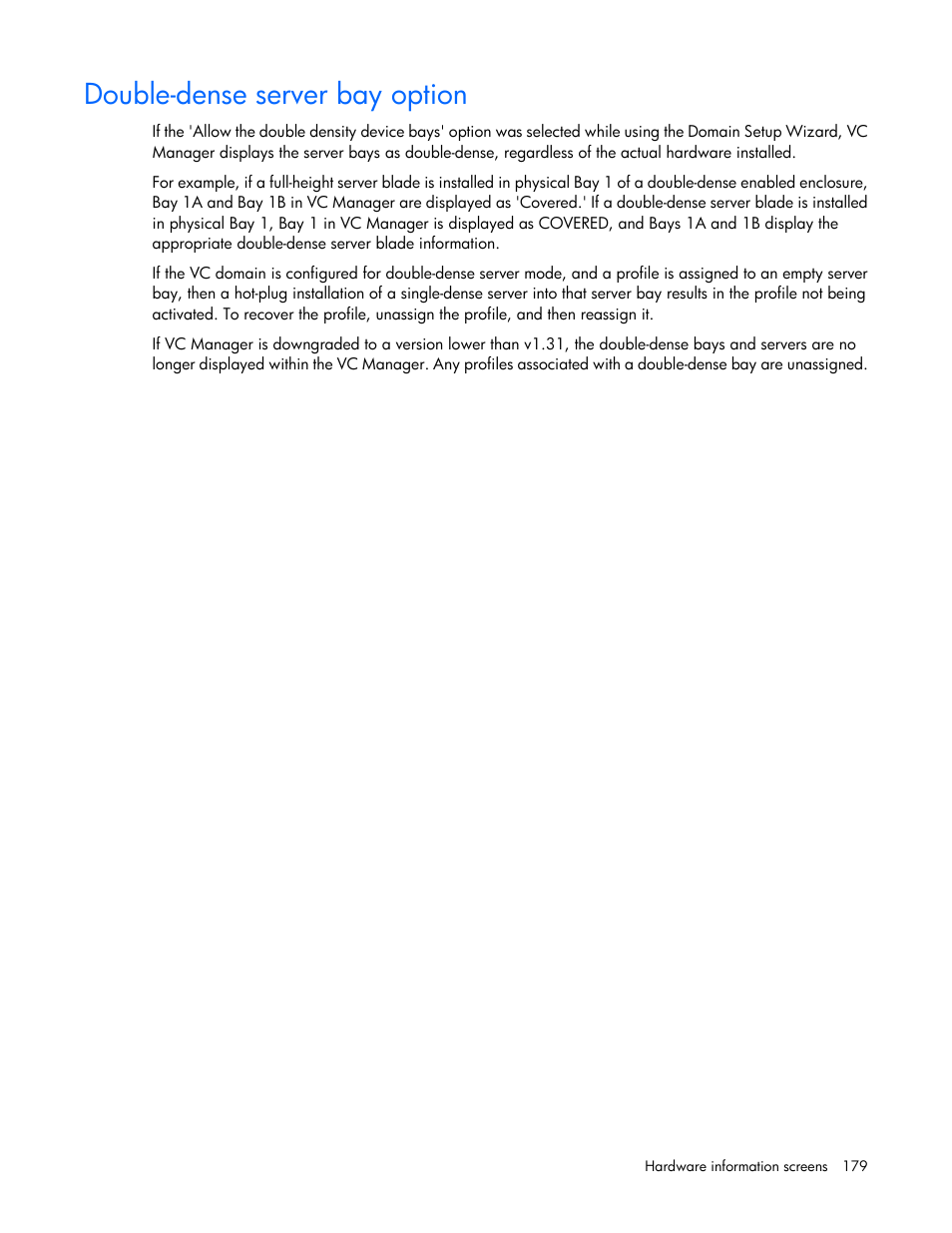 Double-dense server bay option | HP 1.10GB Virtual Connect Ethernet Module for c-Class BladeSystem User Manual | Page 179 / 195