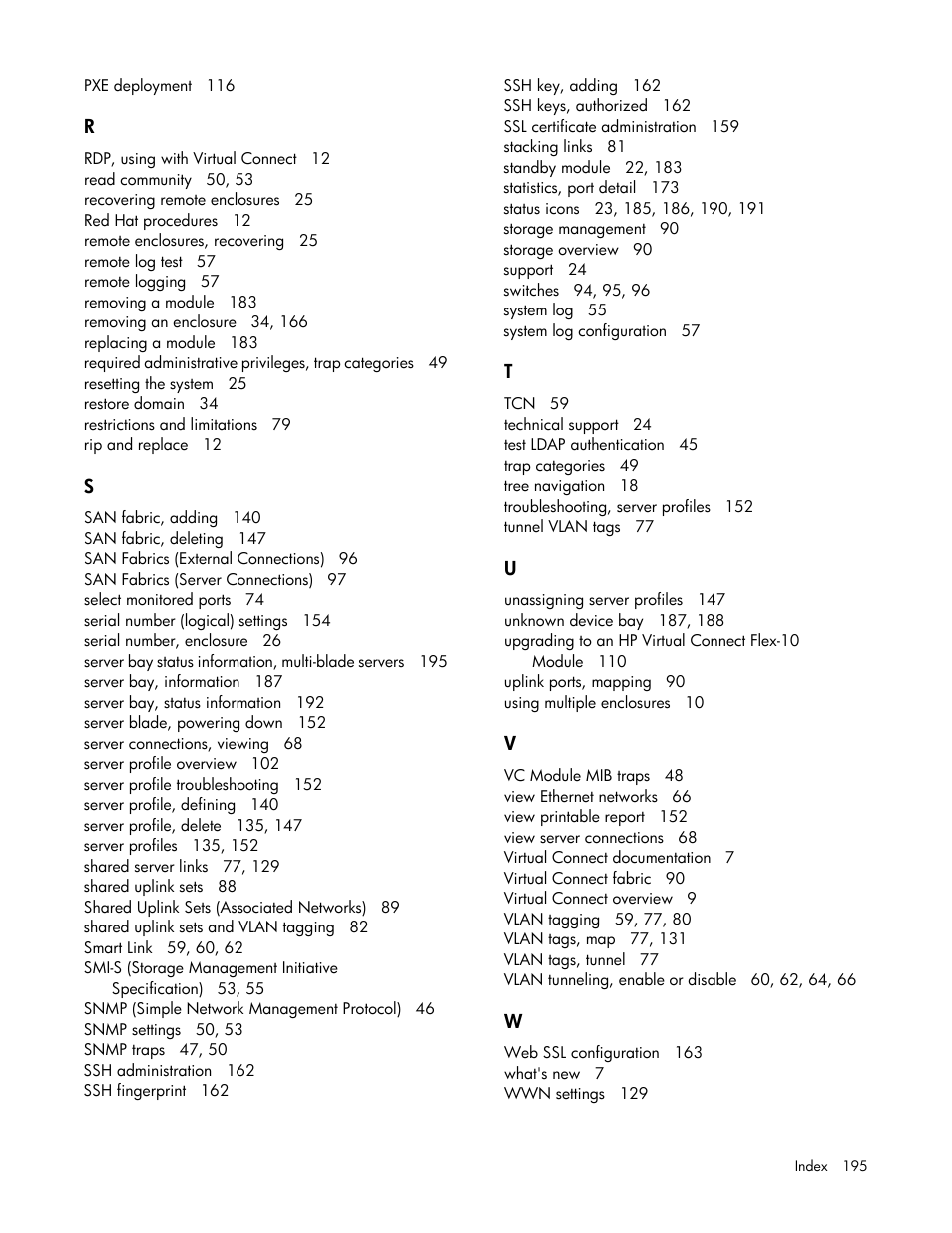 HP 1.10GB Virtual Connect Ethernet Module for c-Class BladeSystem User Manual | Page 195 / 195