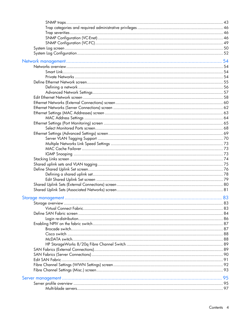 HP 1.10GB Virtual Connect Ethernet Module for c-Class BladeSystem User Manual | Page 4 / 195