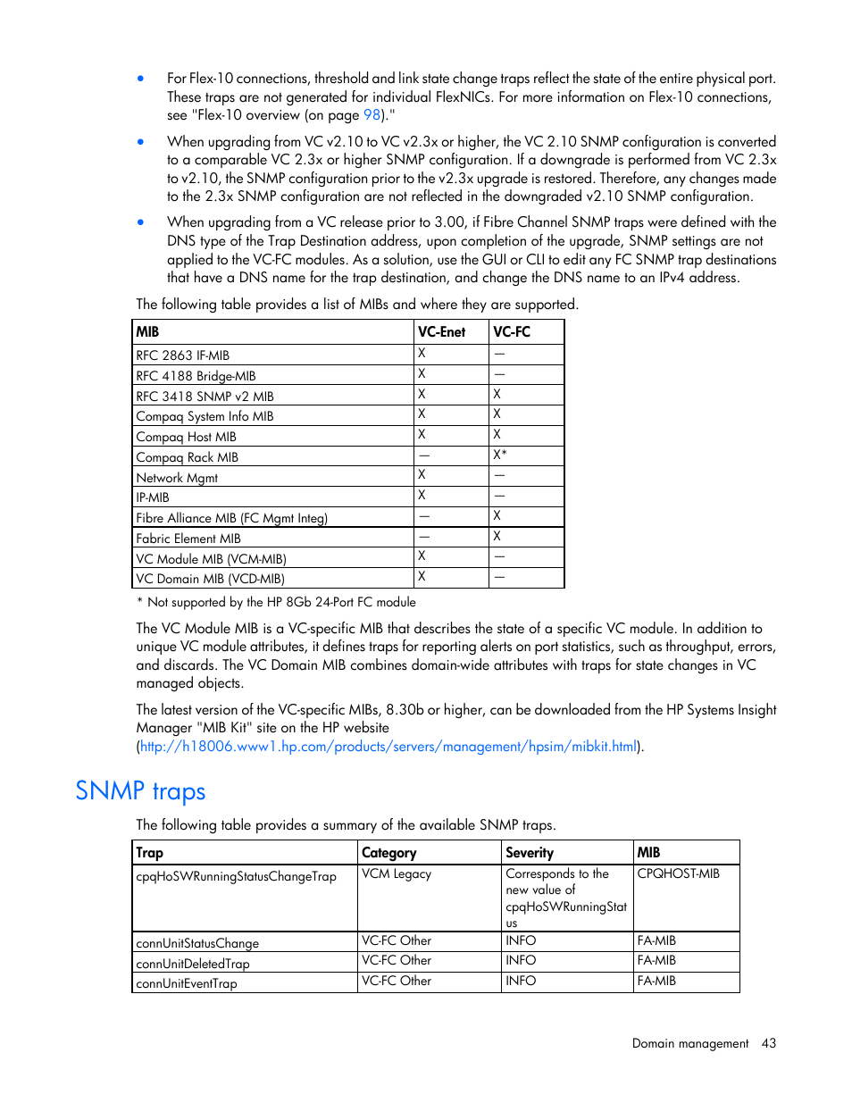 Snmp traps | HP 1.10GB Virtual Connect Ethernet Module for c-Class BladeSystem User Manual | Page 43 / 195