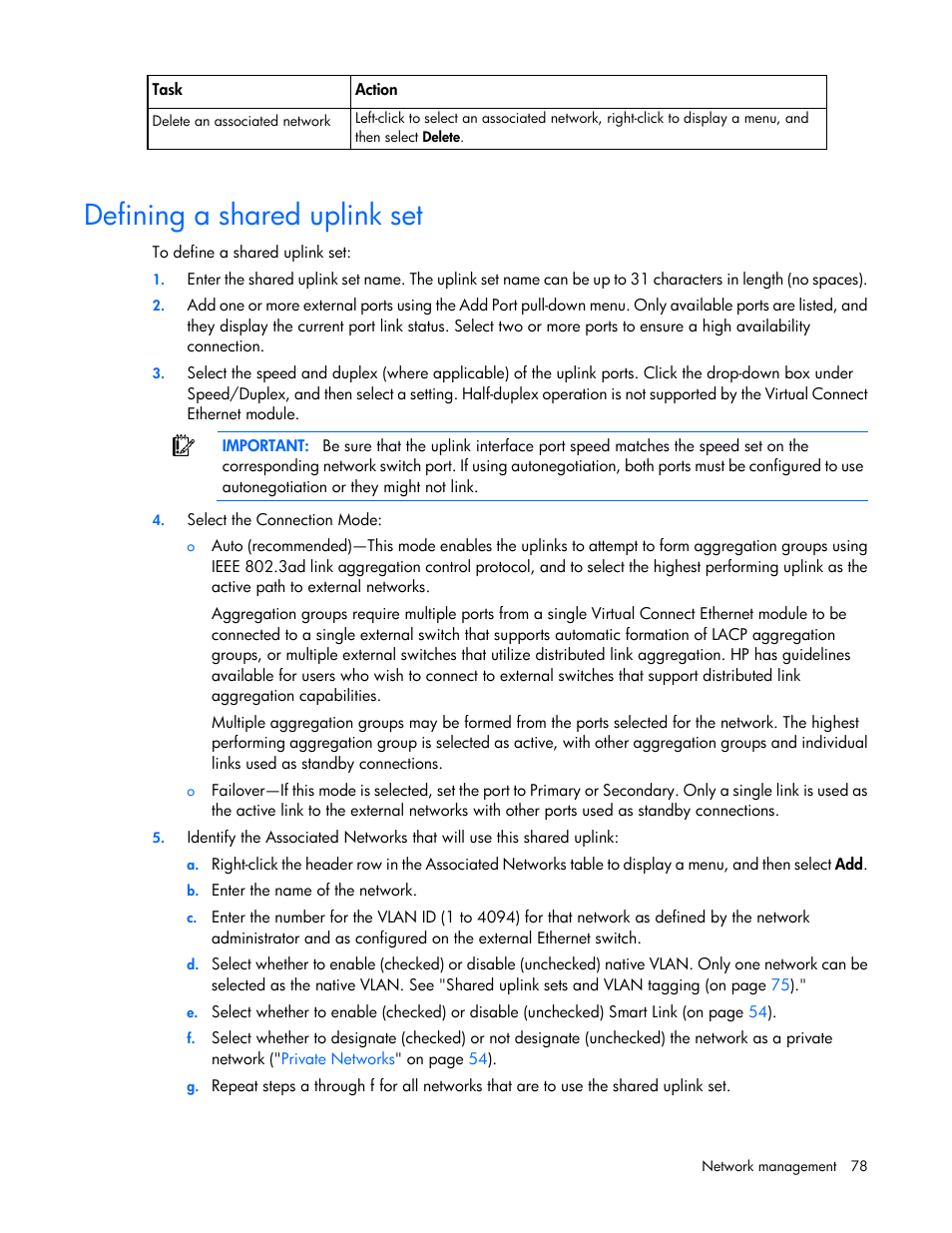 Defining a shared uplink set | HP 1.10GB Virtual Connect Ethernet Module for c-Class BladeSystem User Manual | Page 78 / 195