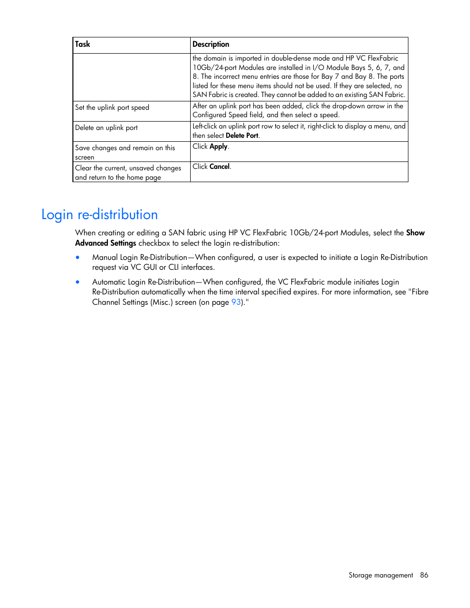 Login re-distribution | HP 1.10GB Virtual Connect Ethernet Module for c-Class BladeSystem User Manual | Page 86 / 195