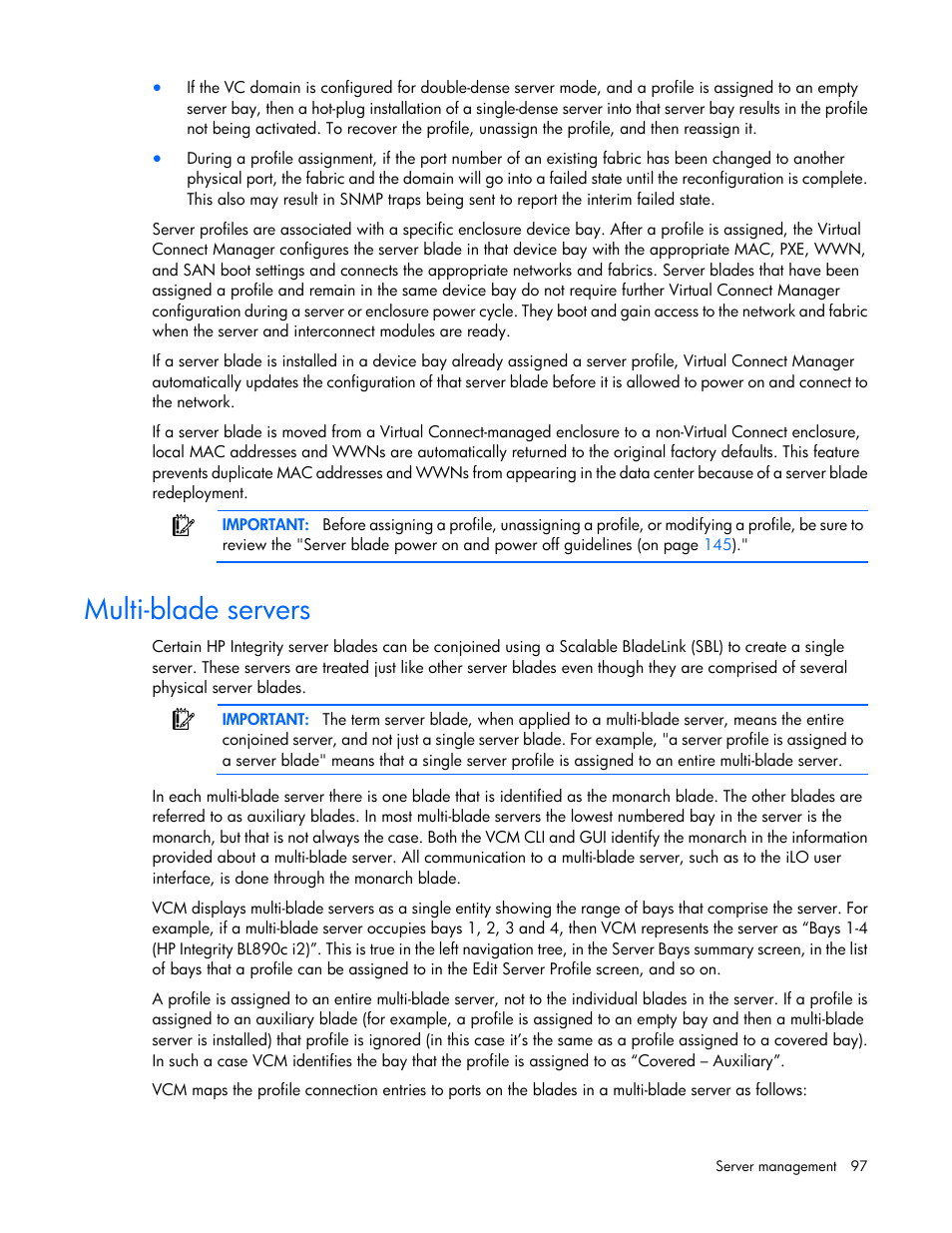 Multi-blade servers | HP 1.10GB Virtual Connect Ethernet Module for c-Class BladeSystem User Manual | Page 97 / 195