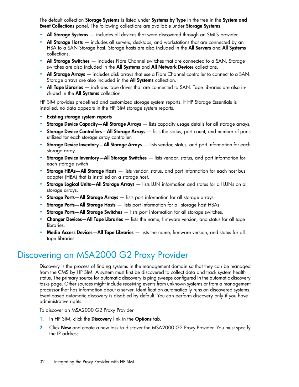 Discovering an msa2000 g2 proxy provider | HP 2000SA G2-Modular-Smart-Array User Manual | Page 32 / 48